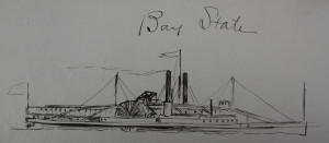 1988.41.185，塞缪尔·沃德·斯坦顿的“海湾州”号汽船草图