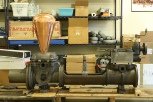 The partially completed Worthington pump replica.
