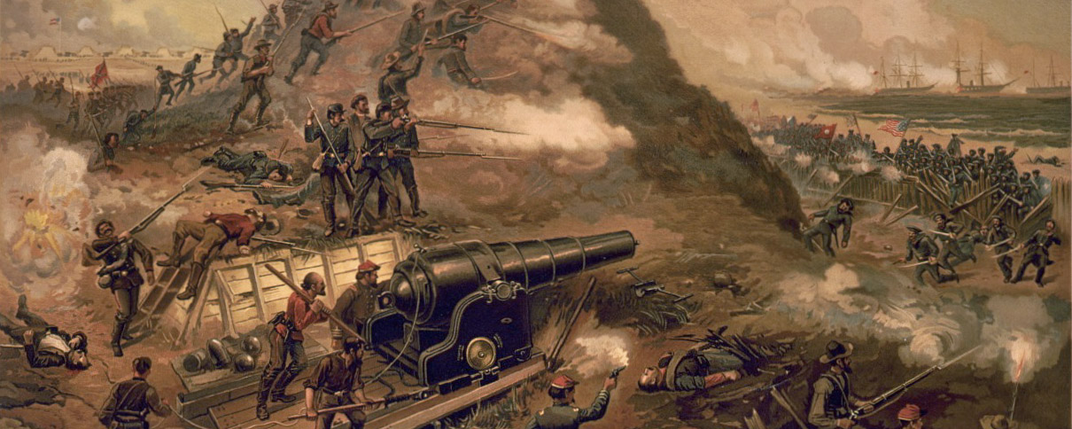 这幅画描绘的是南北战争中北卡罗来纳州威尔明顿的战役。